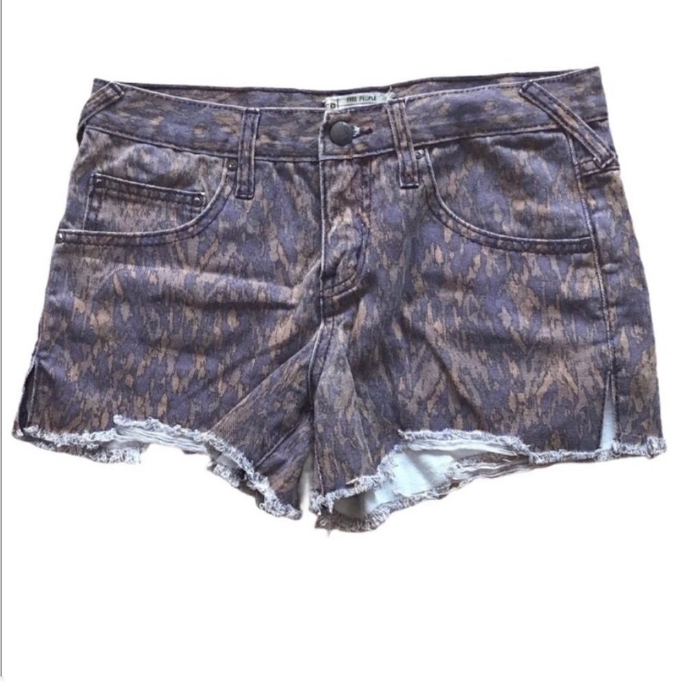 Free People Boho Printed Jean Shorts